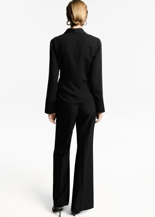 Bow satin blouse - Black