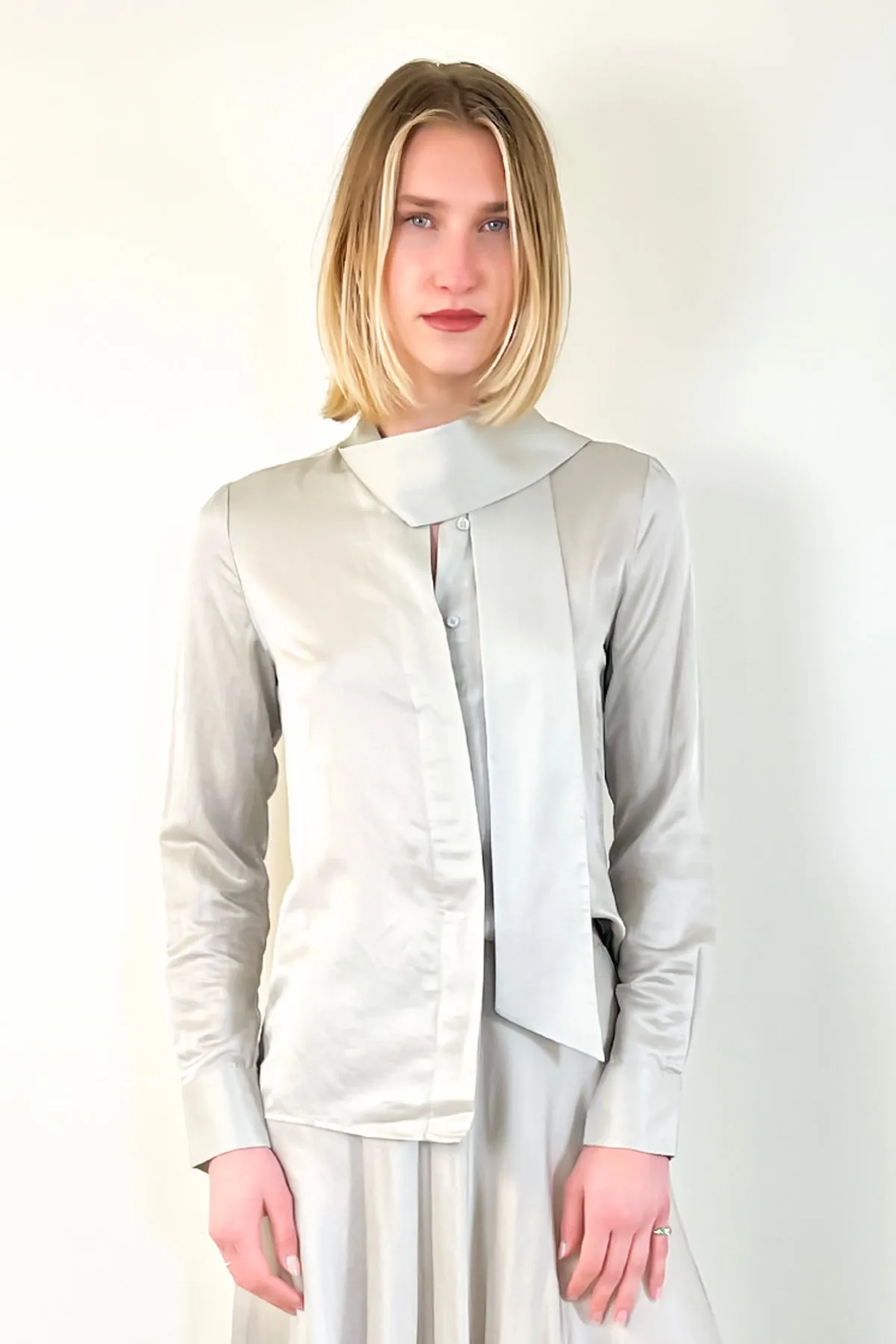 Bow Tie Blouse - Silver