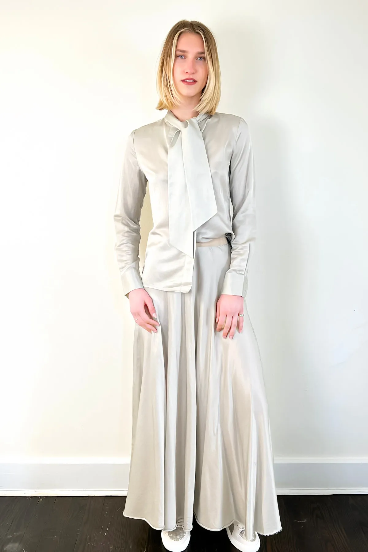 Bow Tie Blouse - Silver