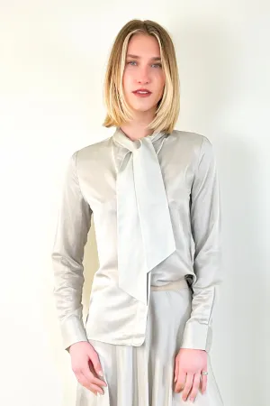 Bow Tie Blouse - Silver