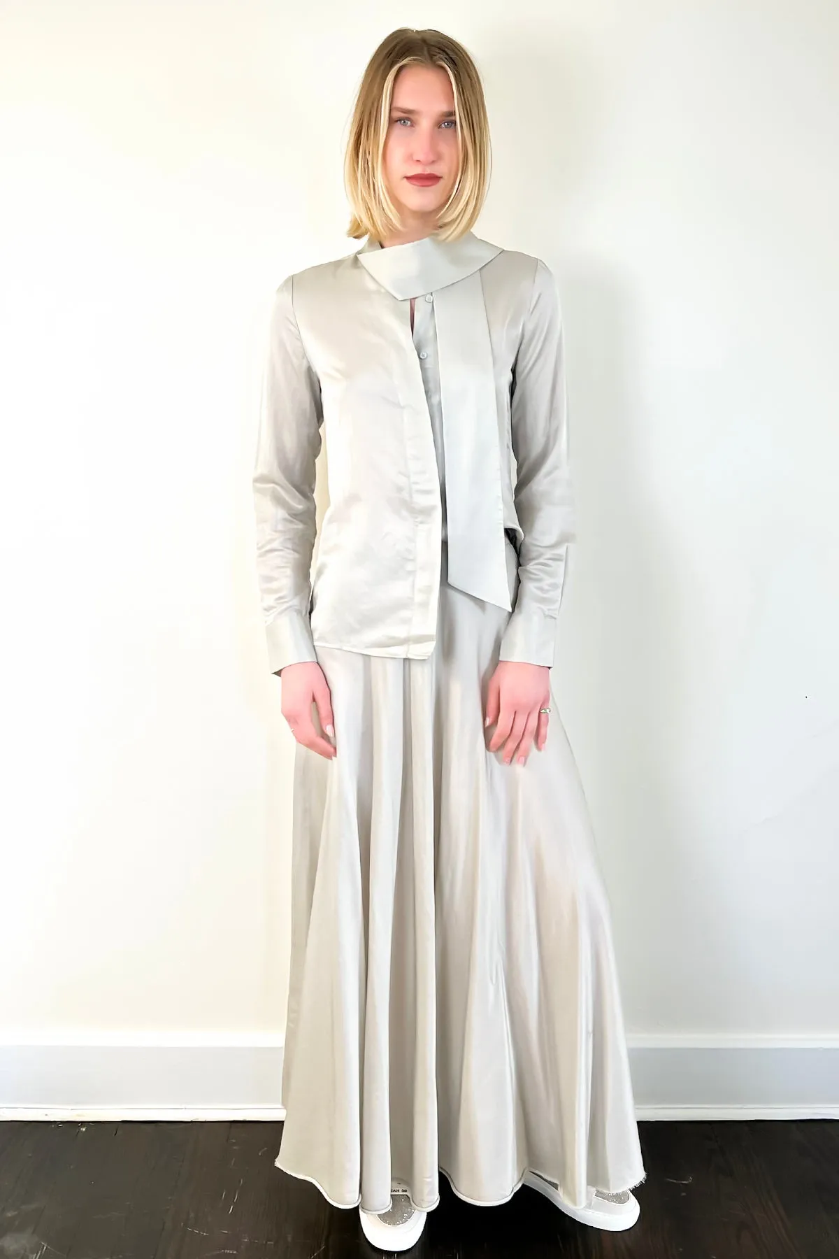 Bow Tie Blouse - Silver