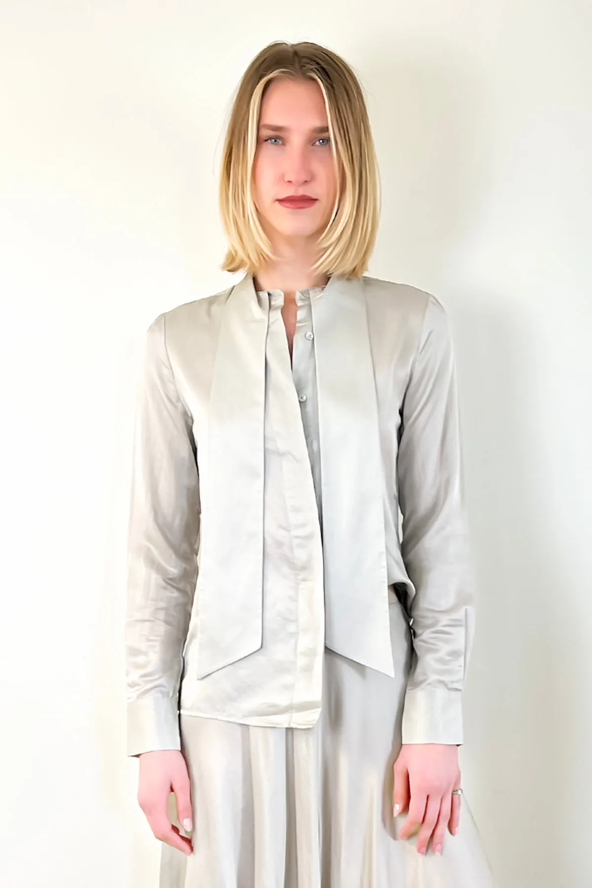 Bow Tie Blouse - Silver