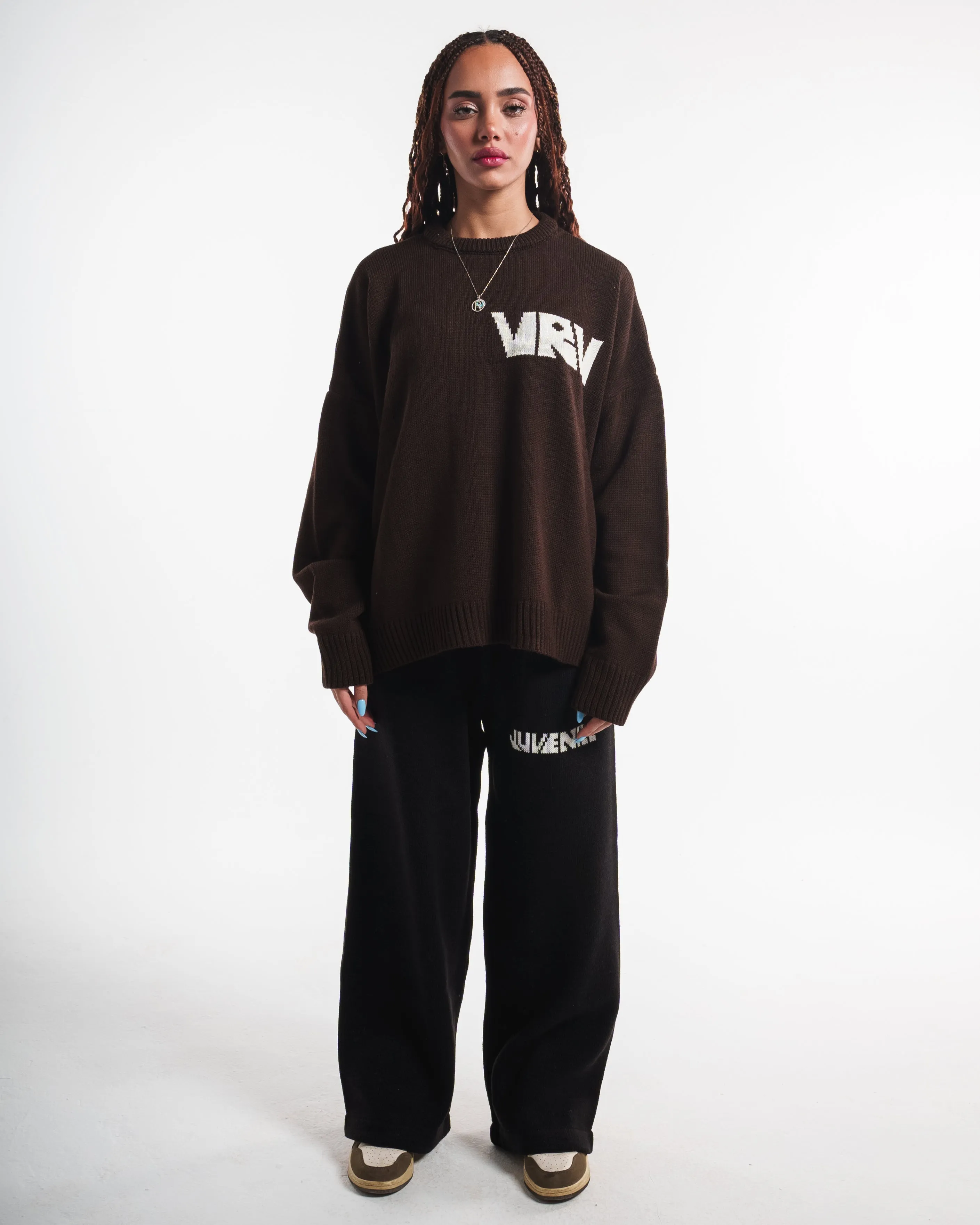 Brown VRV Logo Knit Sweater