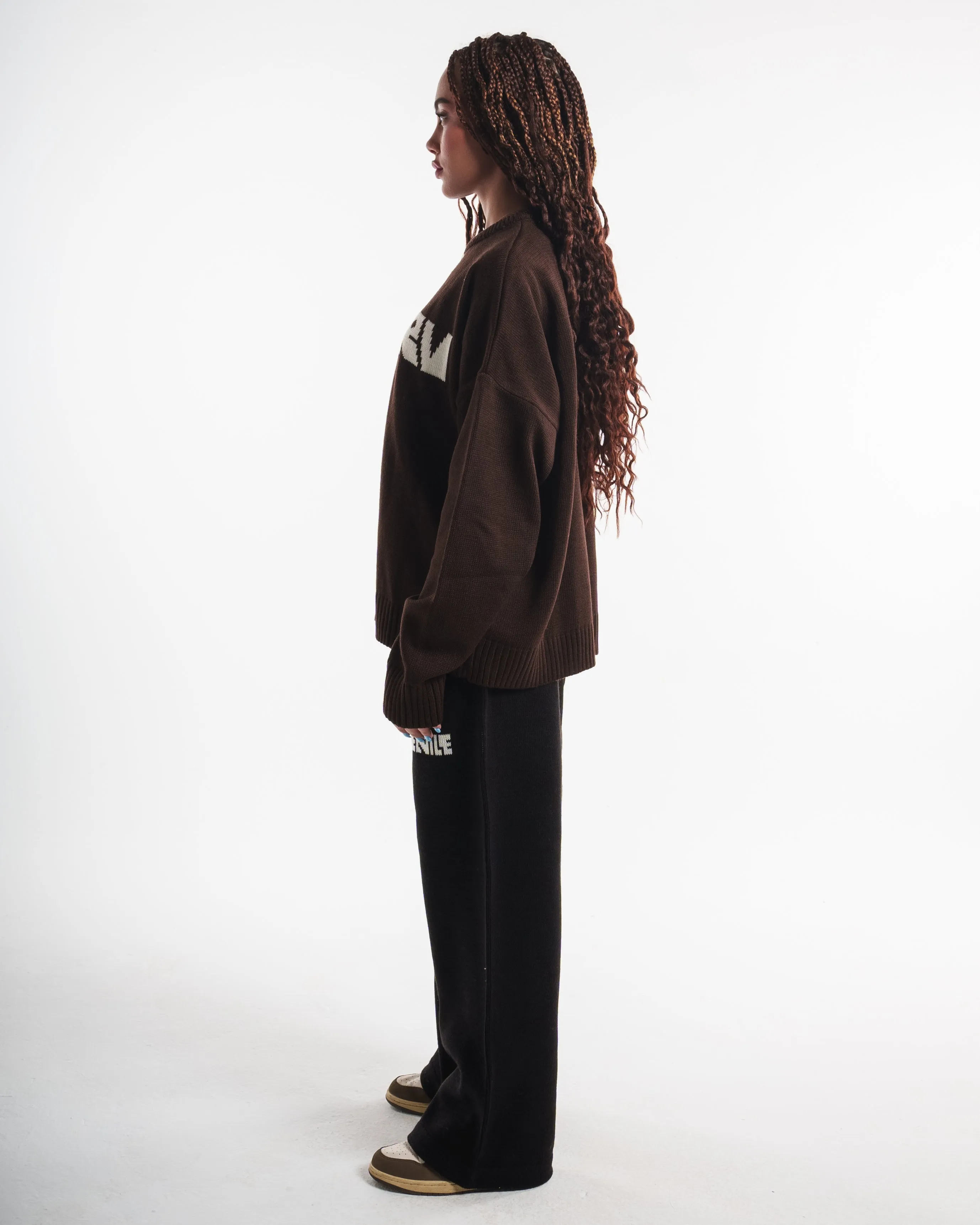 Brown VRV Logo Knit Sweater