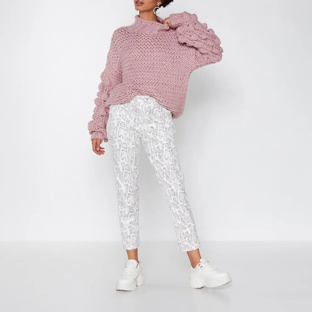 Bubble Sleeve Oversized Knit Sweater