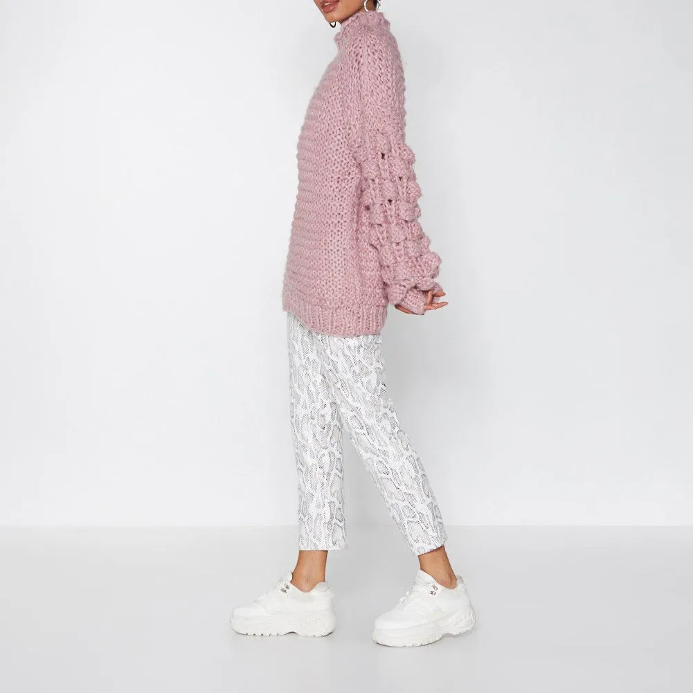 Bubble Sleeve Oversized Knit Sweater