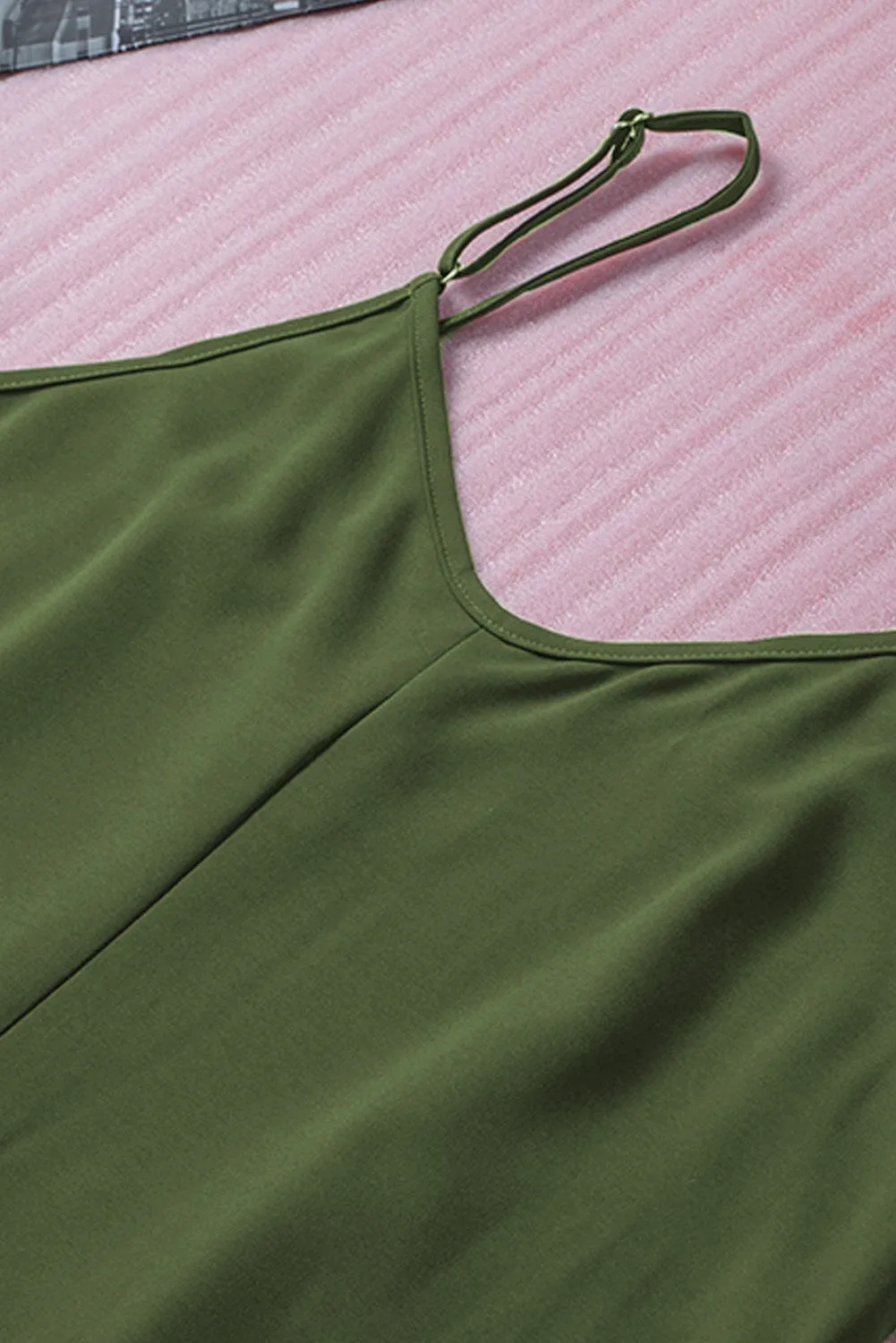 Button-Down Mini Slip Dress with Spaghetti Straps