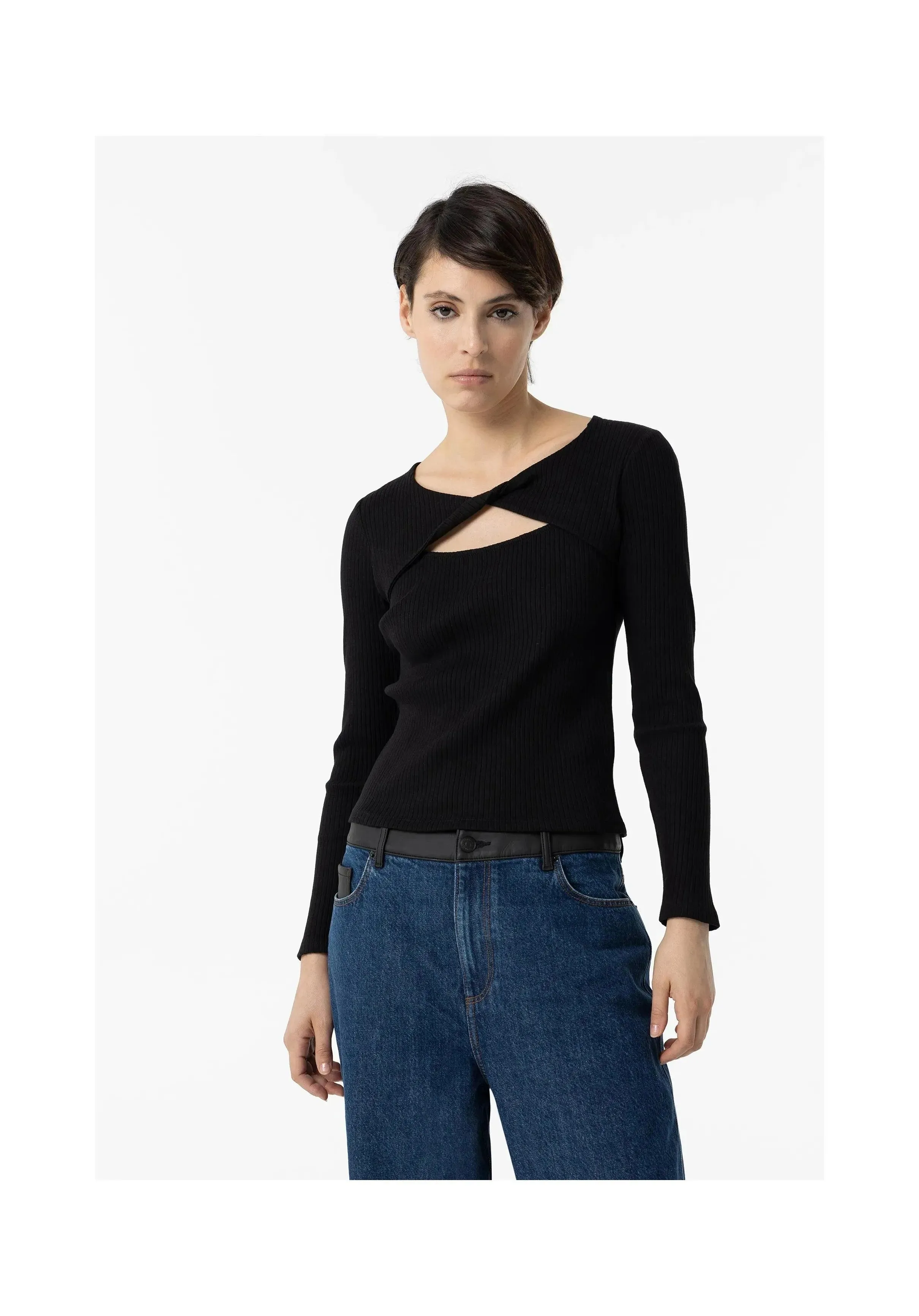 Camiseta Tiffosi Cora Canalé Cut Out Negro