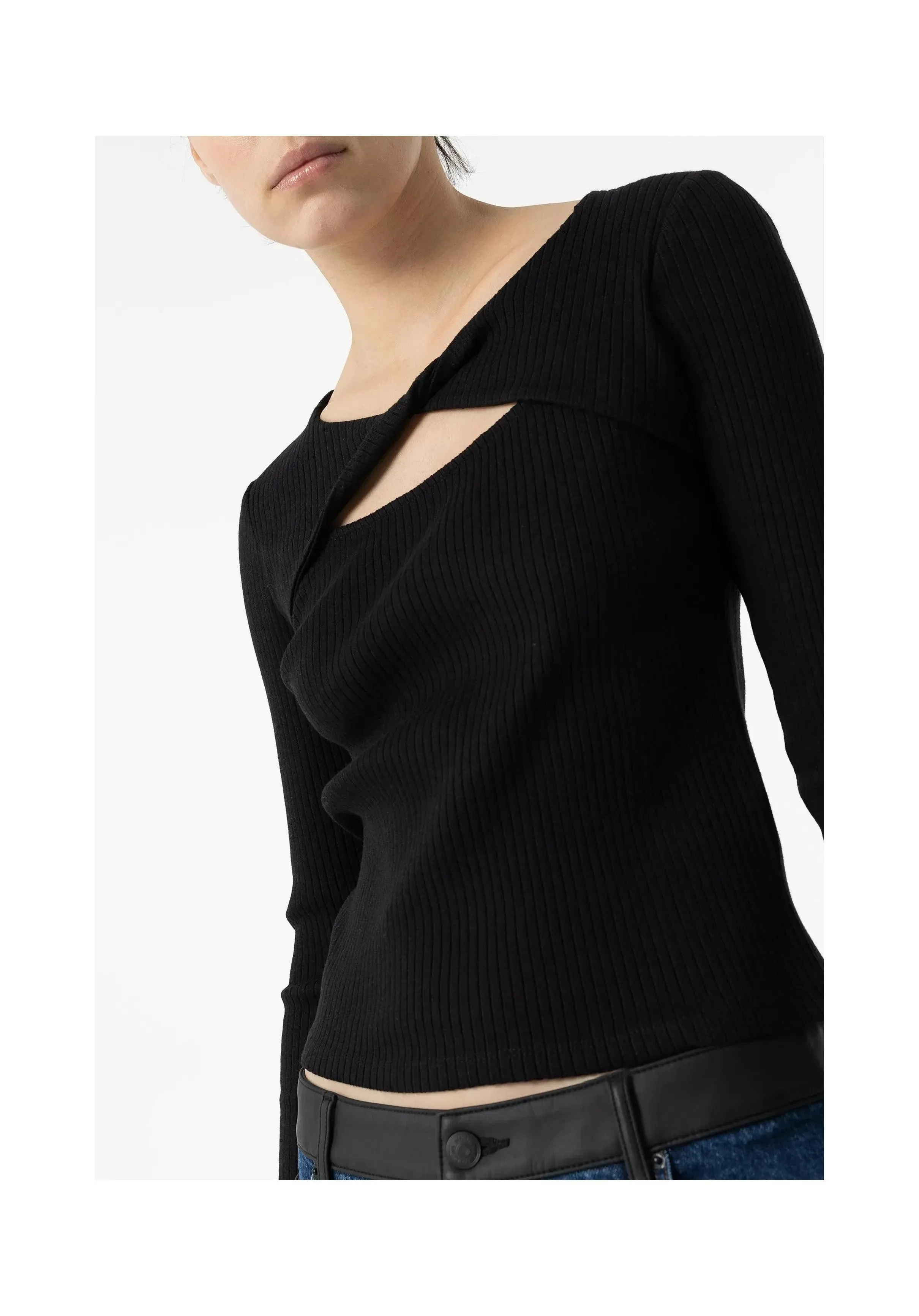 Camiseta Tiffosi Cora Canalé Cut Out Negro