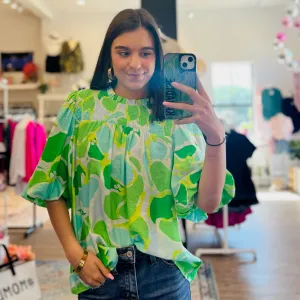 Caroline Printed Puff Sleeve Blouse