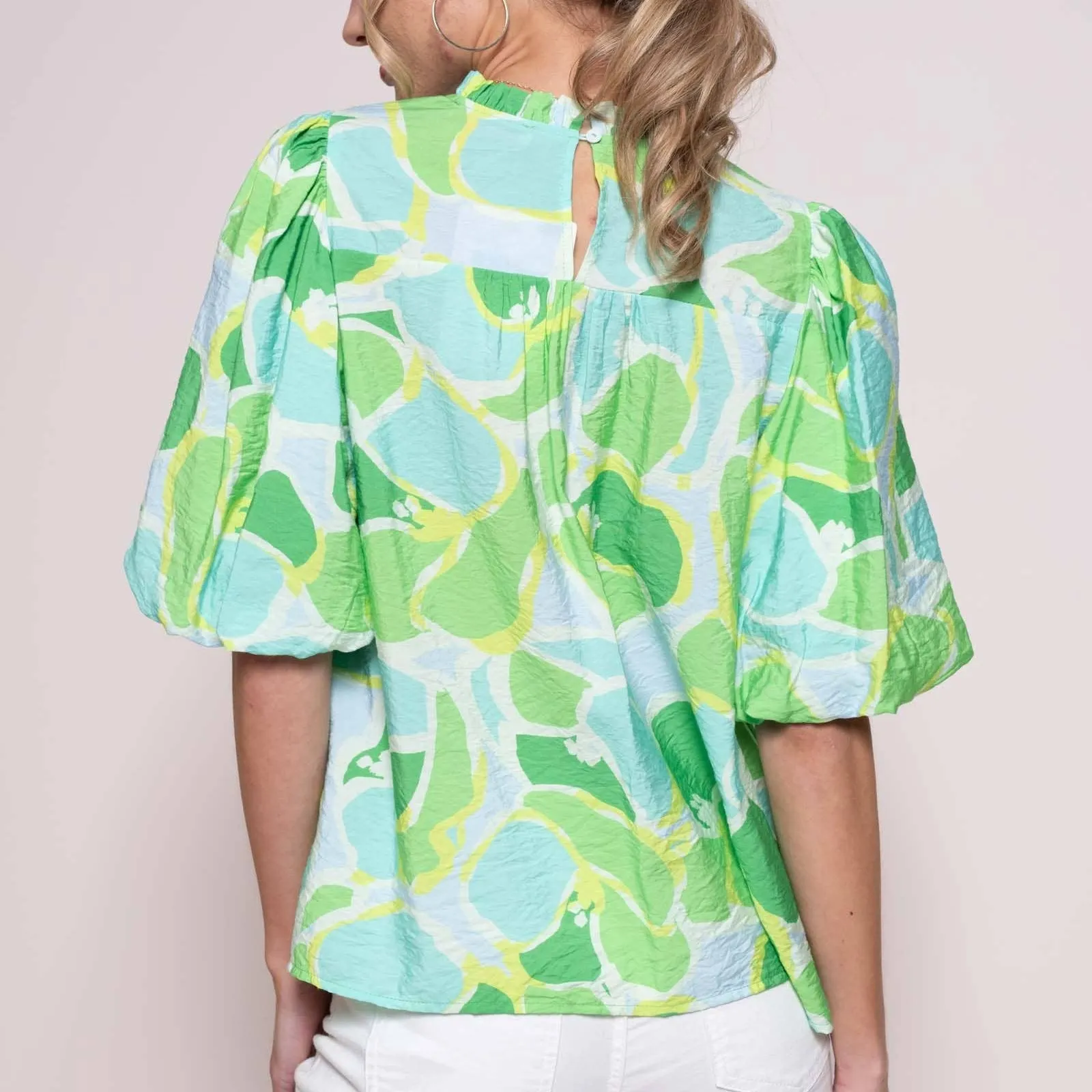 Caroline Printed Puff Sleeve Blouse
