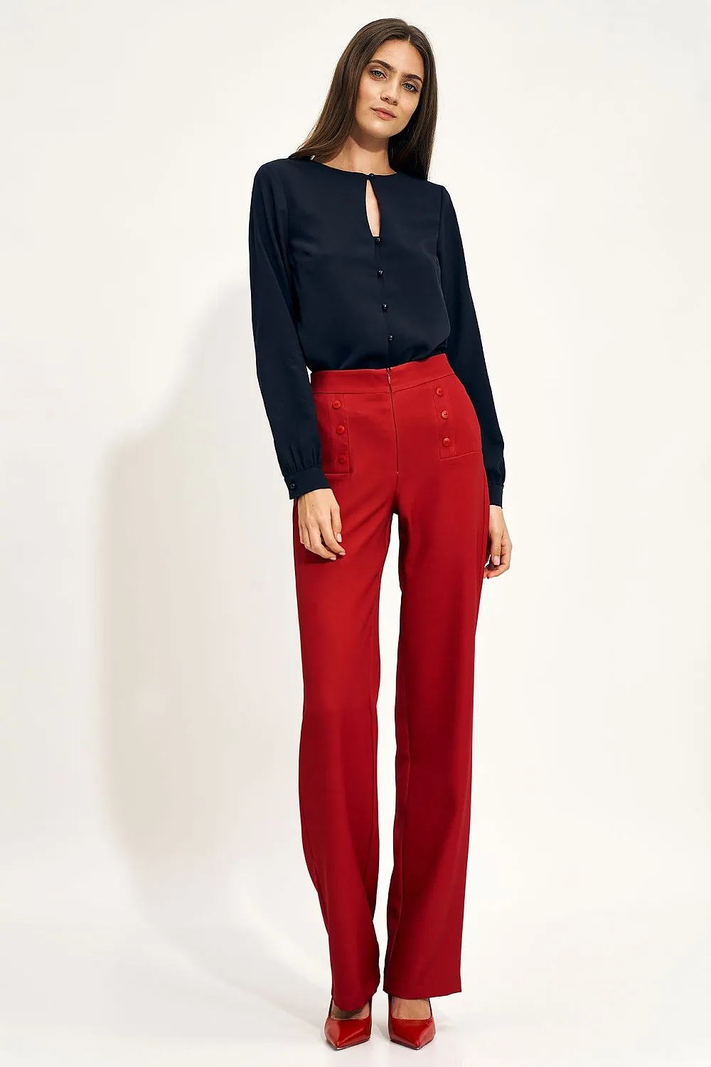 Checkered High-Rise Wide-Leg Trousers