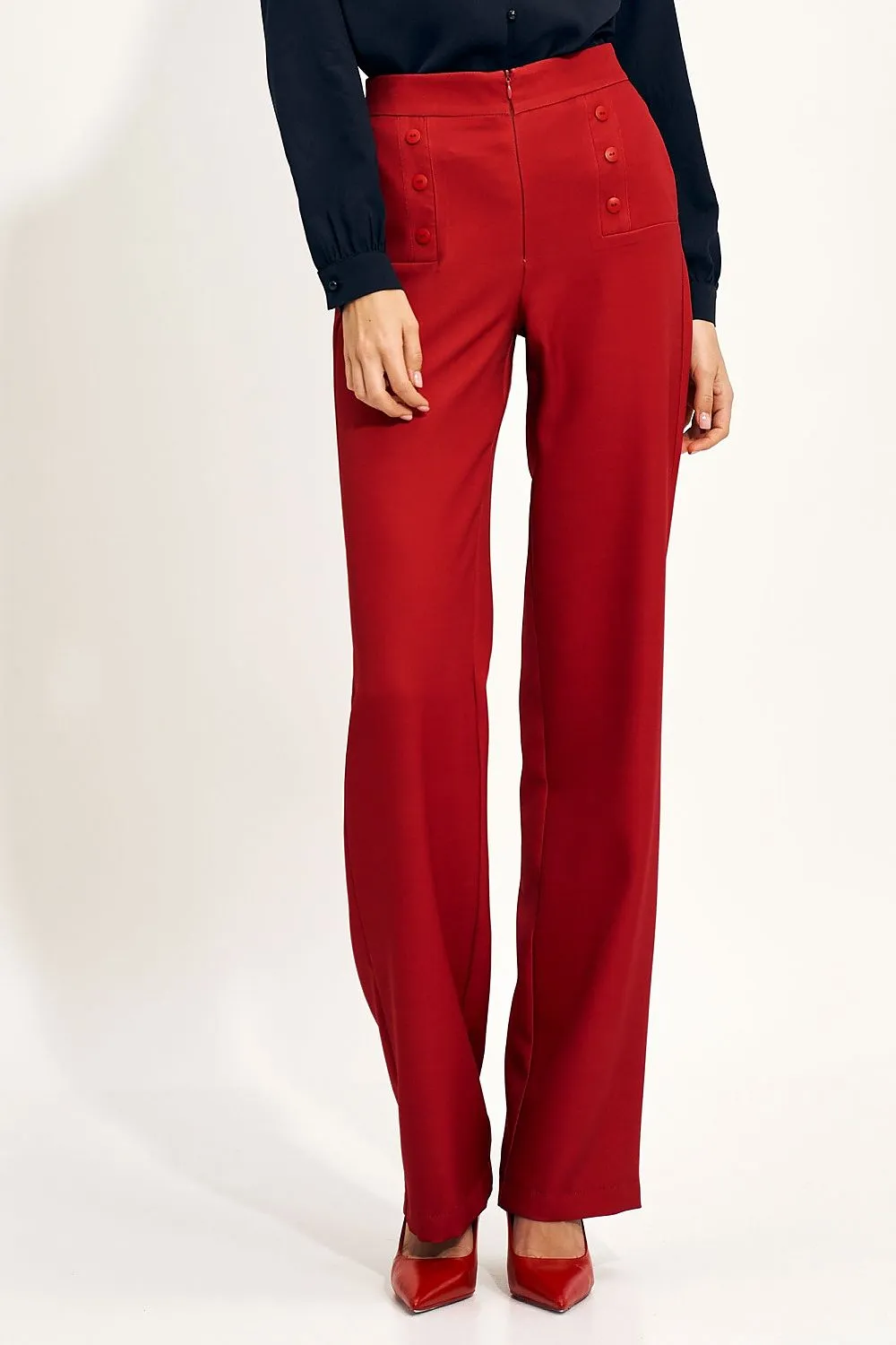 Checkered High-Rise Wide-Leg Trousers