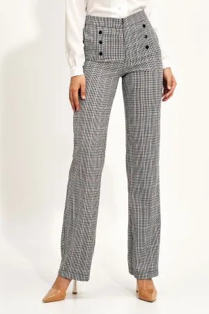Checkered High-Rise Wide-Leg Trousers