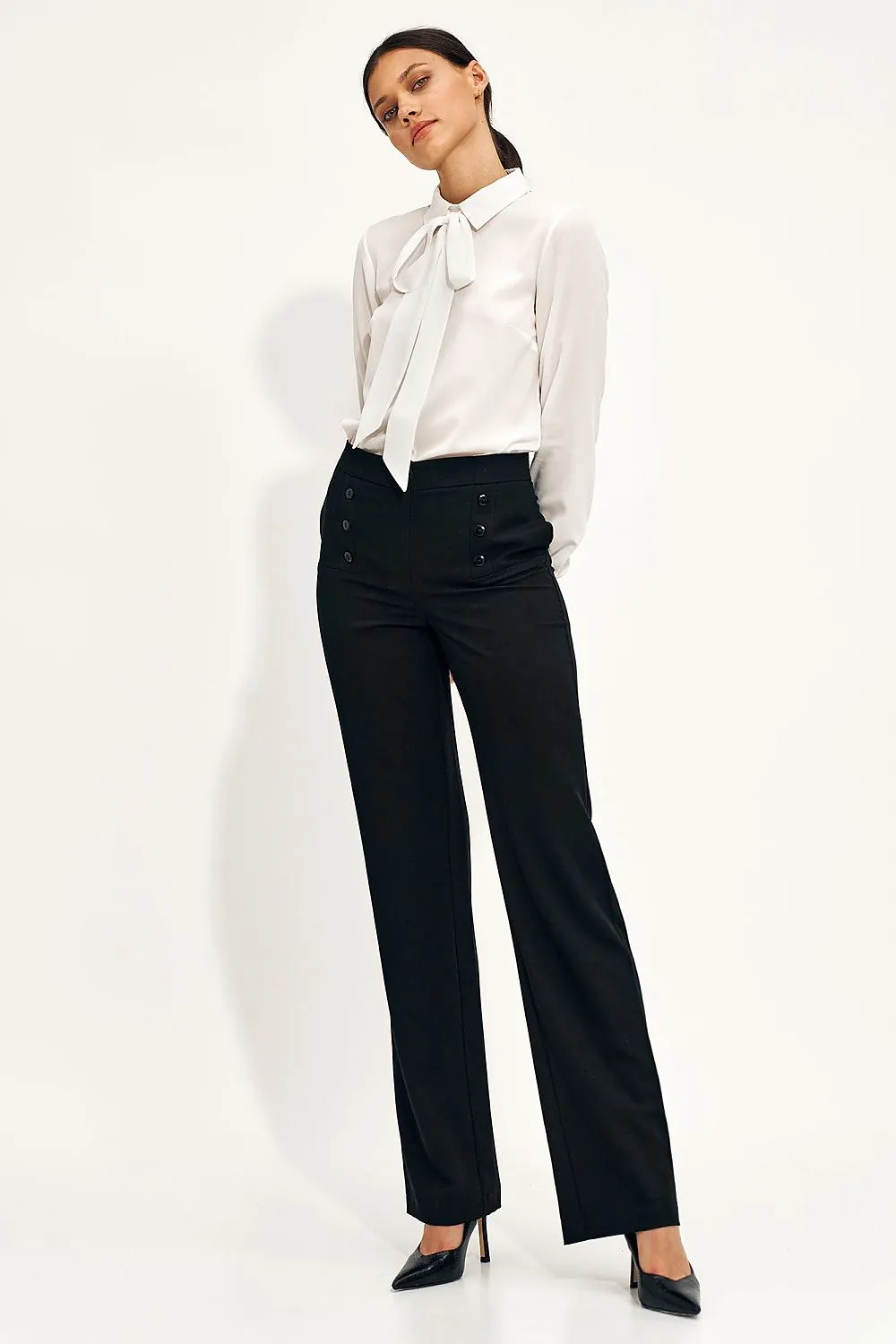 Checkered High-Rise Wide-Leg Trousers