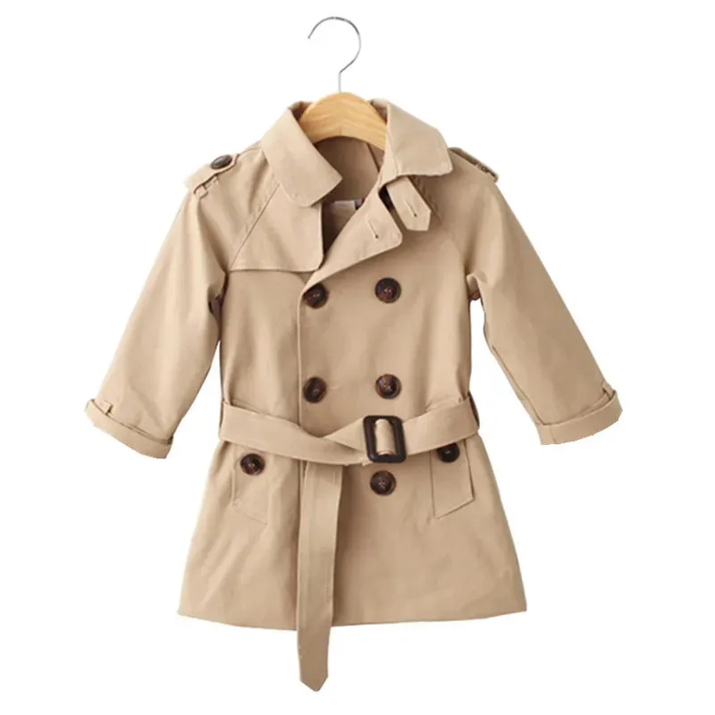Children's Double Breasted Trench Coat For Girls Medium And Long Children's Casual Coat