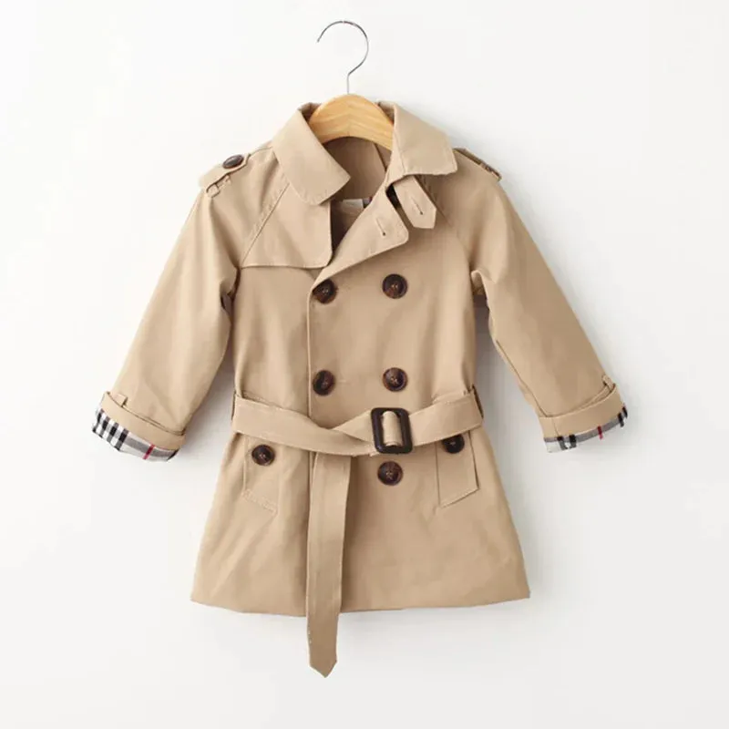 Children's Double Breasted Trench Coat For Girls Medium And Long Children's Casual Coat