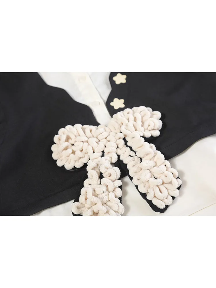 christmas outfit JazzHer Women's Patchwork Shirts and Blouse 90s Y2k Vintage Korean Harajuku 2000s Elegant Fashion Long Sleeve Bow Shirt Top Clothes 2025