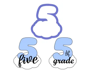 Chubby Number 5 with Cloud Cookie Cutter