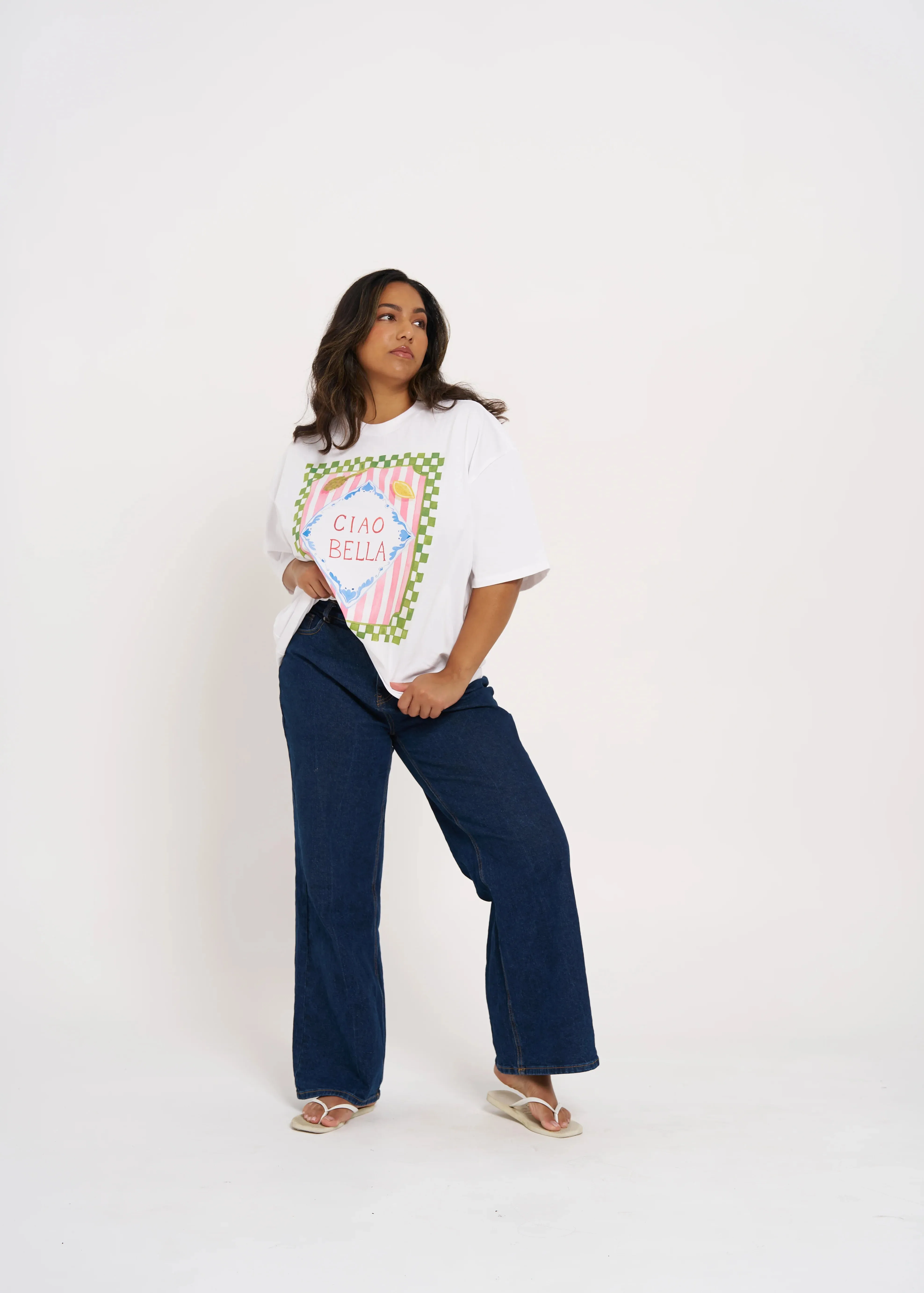 CIAO BELLA OVERSIZE TEE - WHITE - MAKU