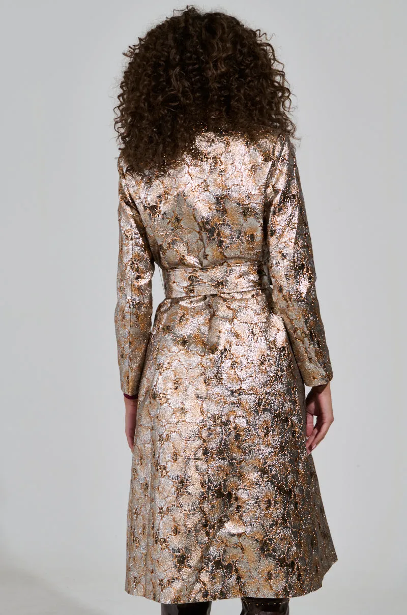 CITY LIGHTS BROCADE TRENCH