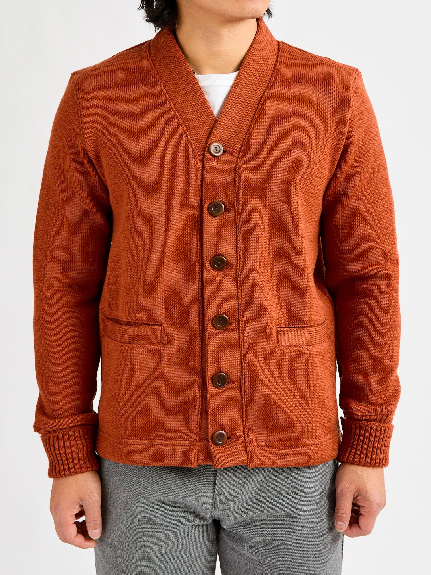 Classic Cardigan in Burnt Orange