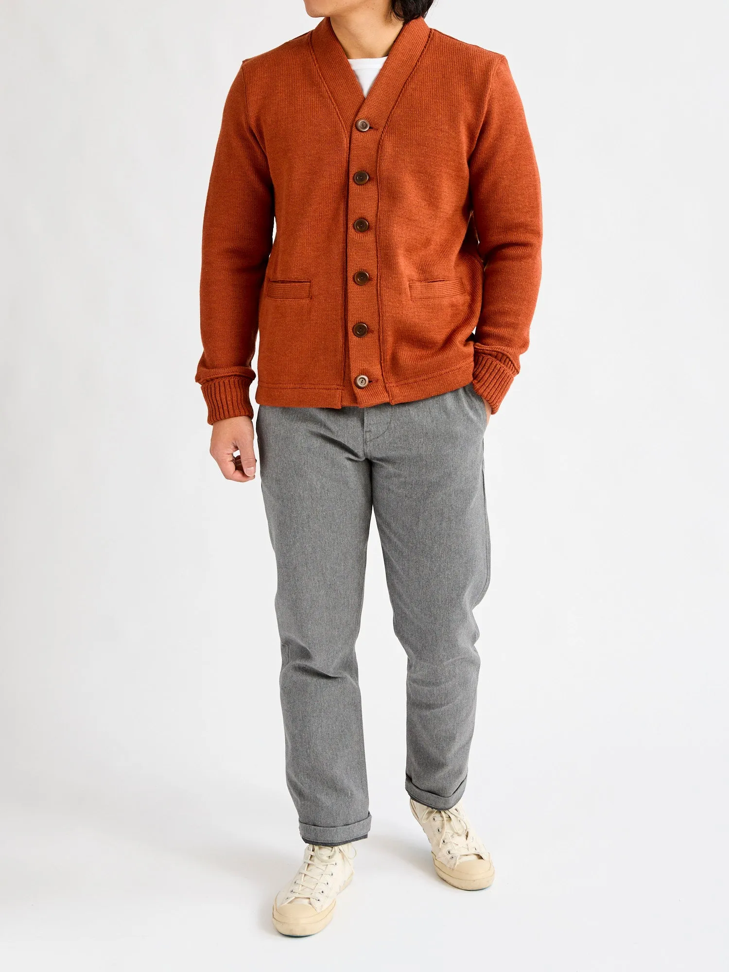Classic Cardigan in Burnt Orange