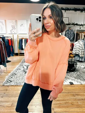 Clementine Cut Out Mineral Washed Pullover