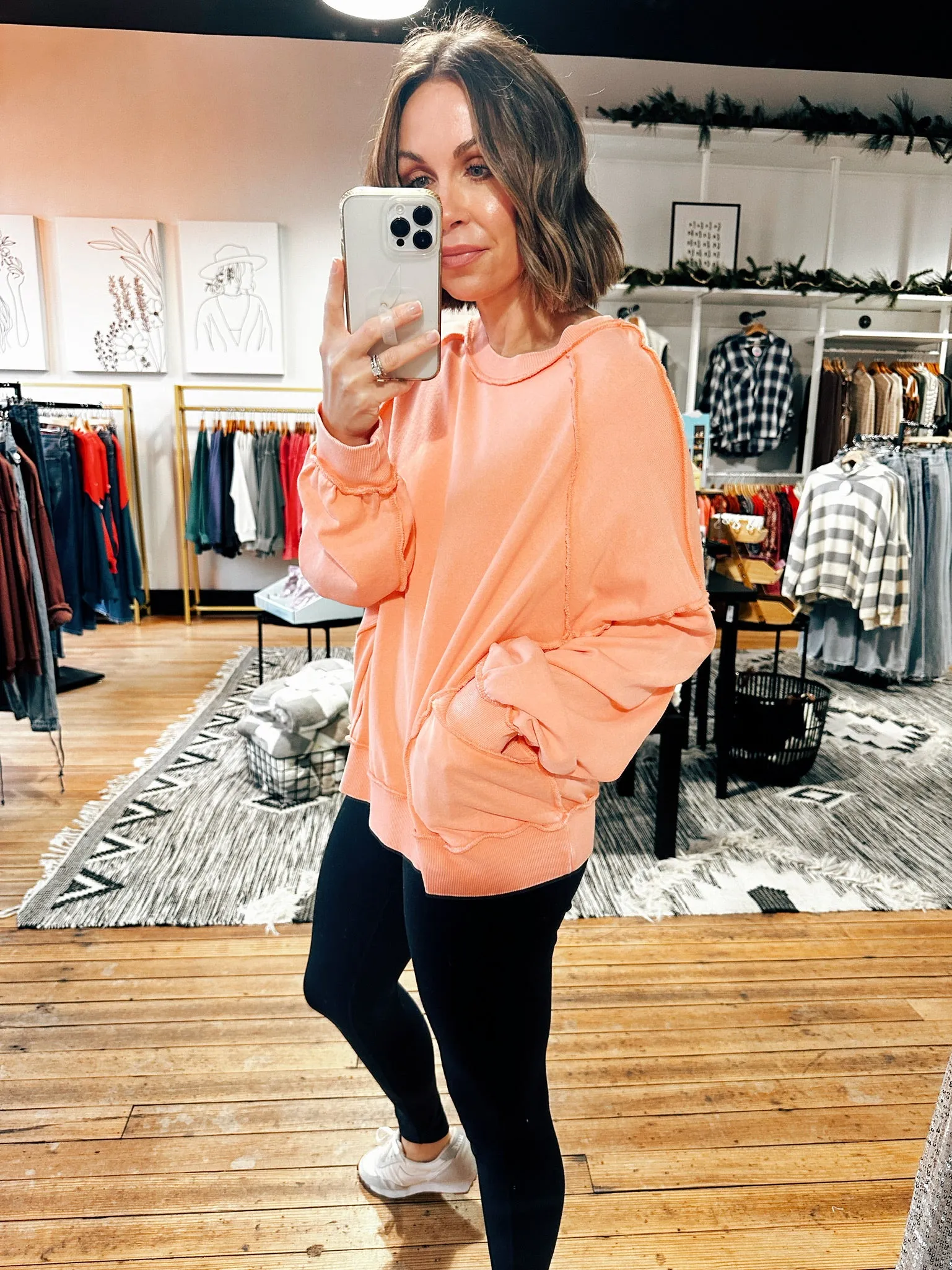Clementine Cut Out Mineral Washed Pullover