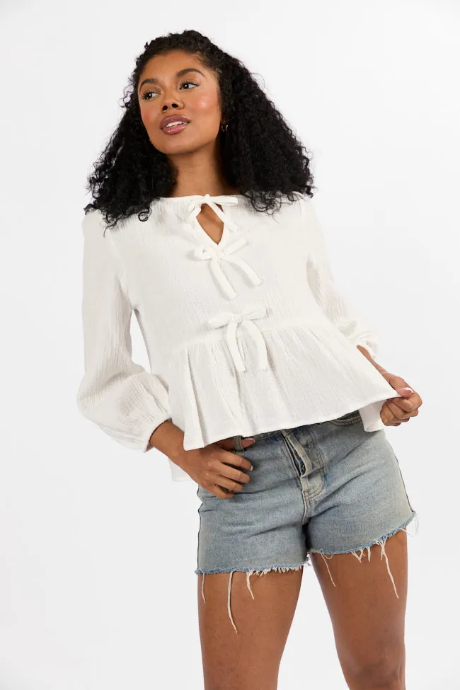 Close To Me Ivory Bow Detail Blouse SALE
