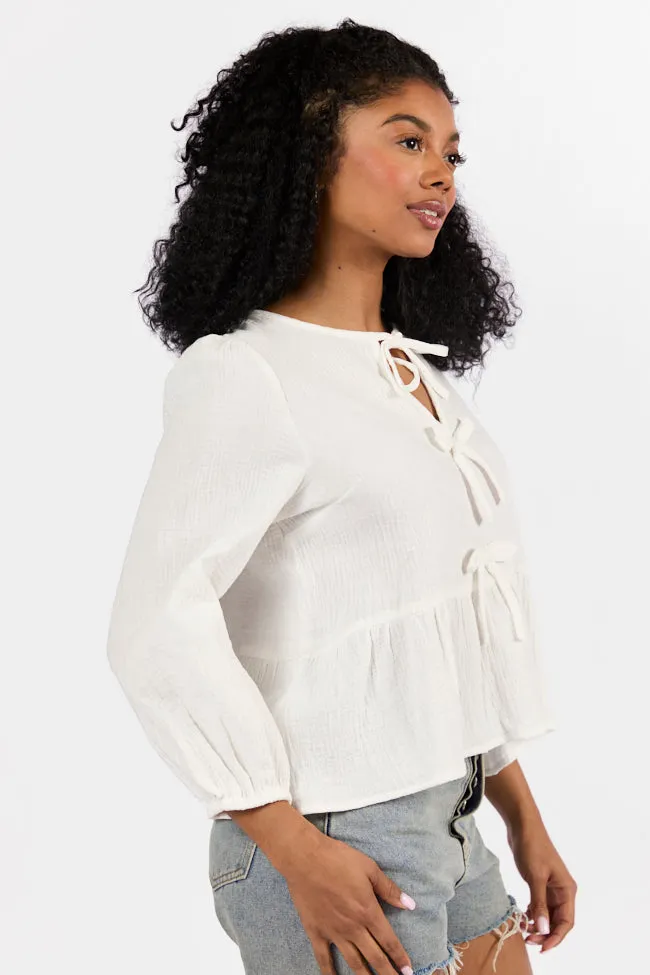 Close To Me Ivory Bow Detail Blouse SALE