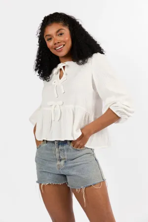 Close To Me Ivory Bow Detail Blouse SALE