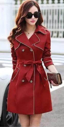 Coat Slim Trench Coat For Women Double-breasted women coat Sashes Coat Female Khaki Windbreaker Women H31303