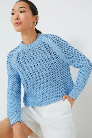Corsica Blue Crochet Knit Annette Sweater