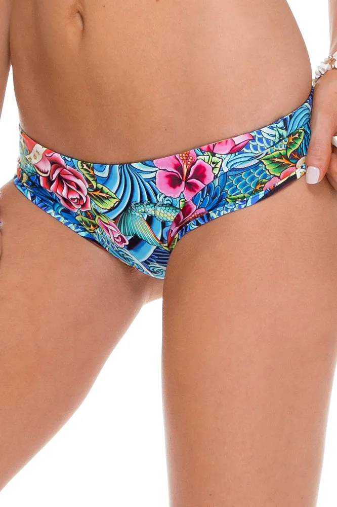 COSITA BUENA - Zig Zag Knotted Cut Out Triangle Top & Buns Out Ink Mesh Reversible Bottom • Multicolor