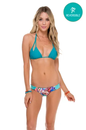 COSITA BUENA - Zig Zag Knotted Cut Out Triangle Top & Wavey Ruched Back Brazilian Bottom • Multicolor