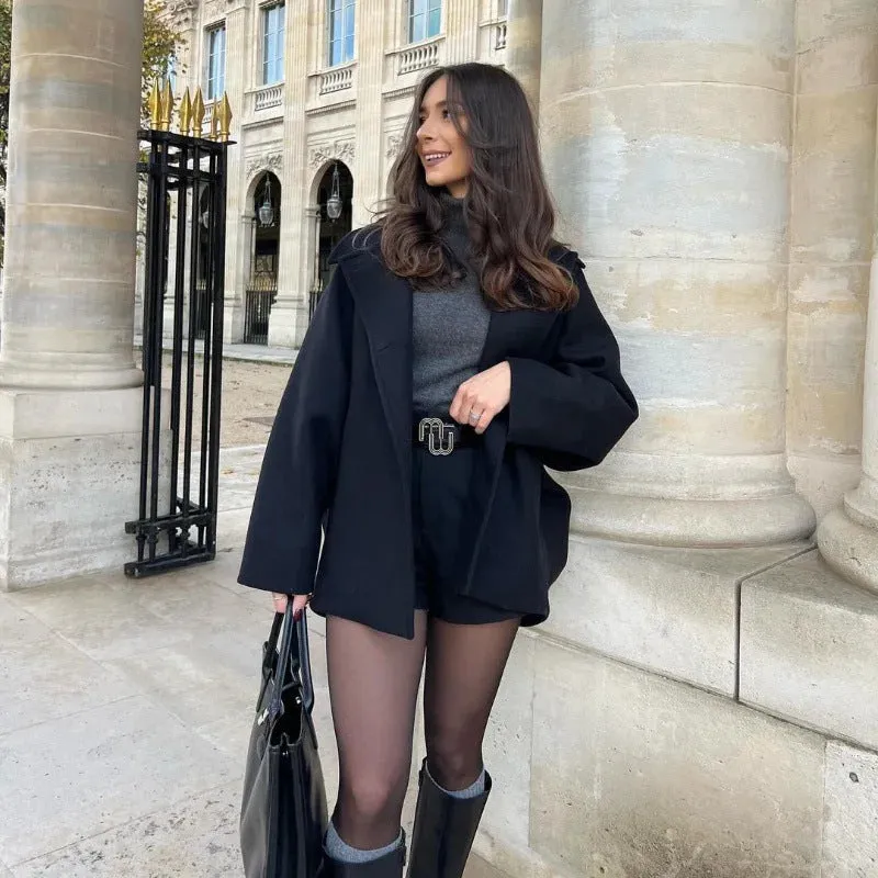 Cozy Oversized Single-Breasted Coat with Classic Turndown Collar