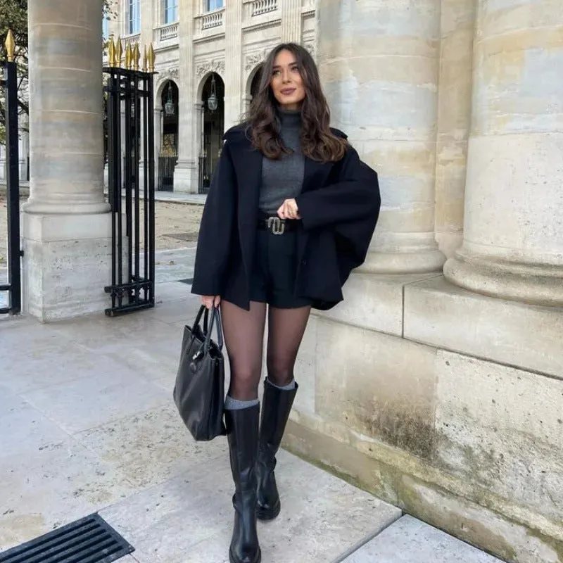 Cozy Oversized Single-Breasted Coat with Classic Turndown Collar