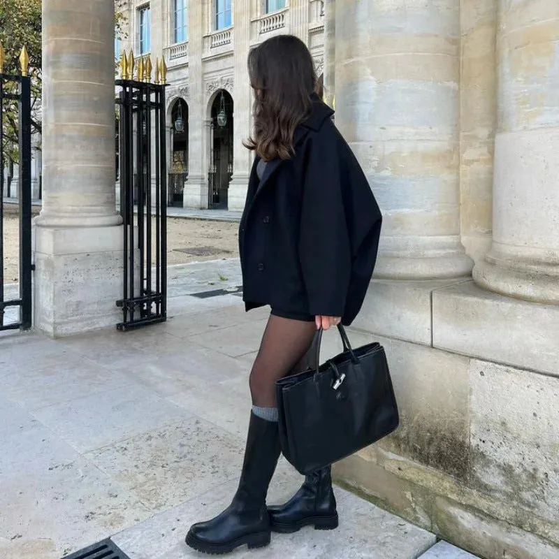 Cozy Oversized Single-Breasted Coat with Classic Turndown Collar