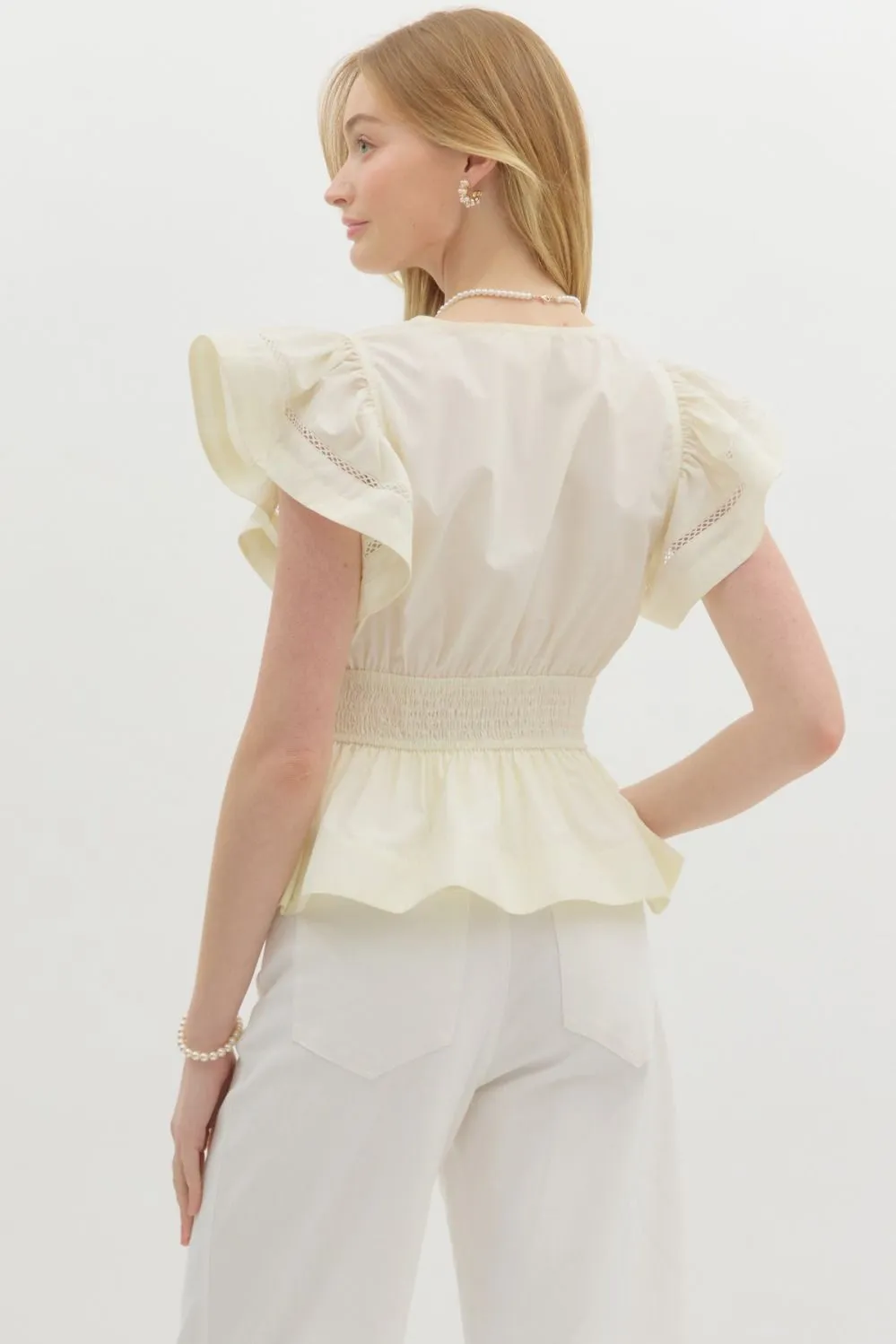 Cream Peplum Top