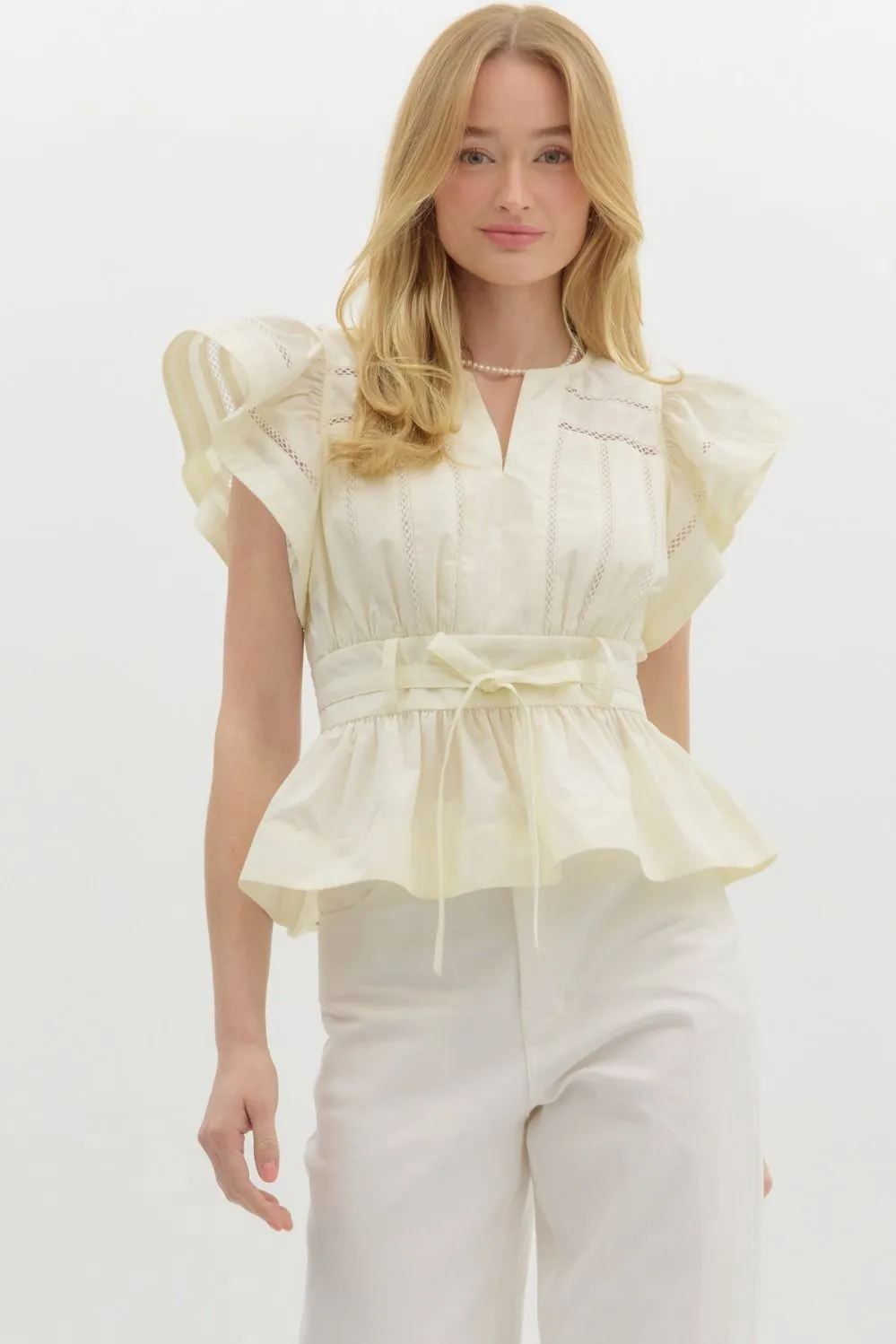 Cream Peplum Top