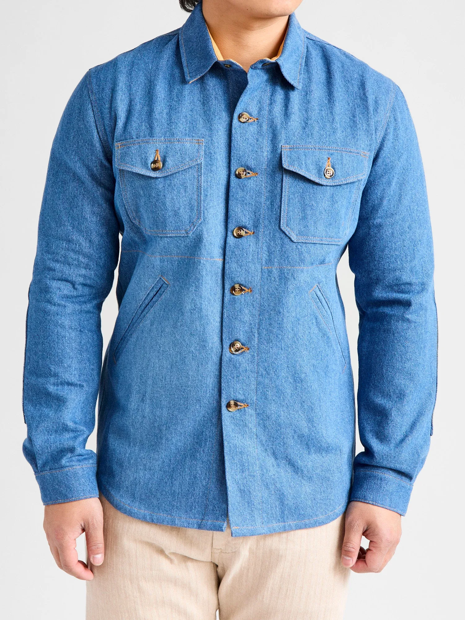 Crissman Denim Overshirt in Sky Blue