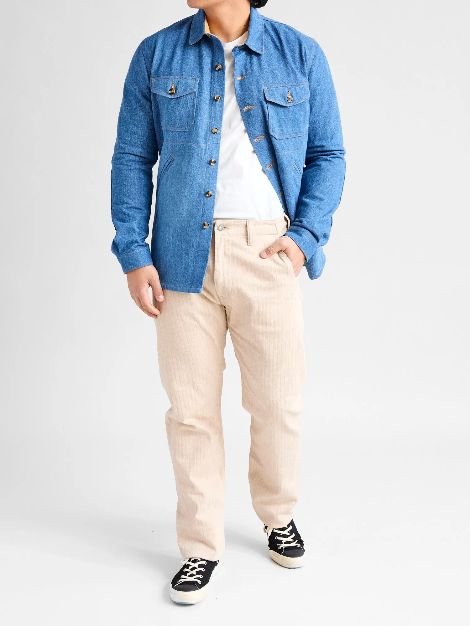 Crissman Denim Overshirt in Sky Blue