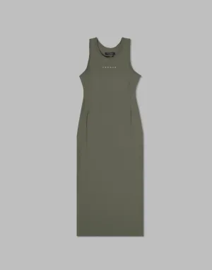 CRONOS WOMEN RIB CUT OUT DRESS【KHAKI】