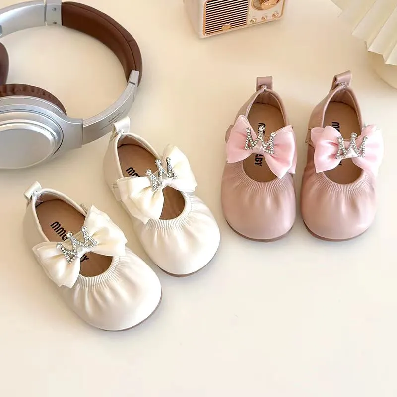 Crown Applique Bow Detailed Party Wear Mary Janes - White