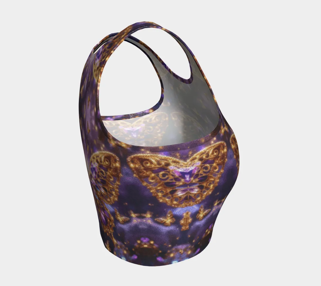 Crystal Purple Butterflies Athletic Top