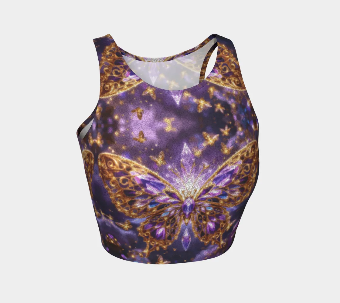 Crystal Purple Butterflies Athletic Top
