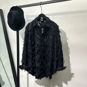 Cut-out Feather Tassels Loose Shirt