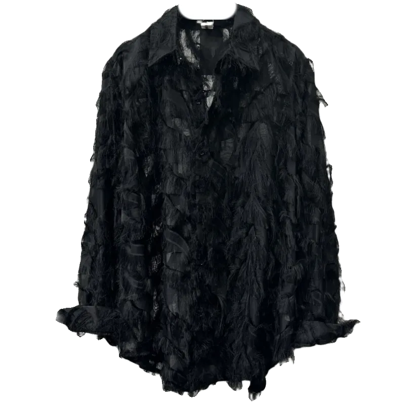 Cut-out Feather Tassels Loose Shirt