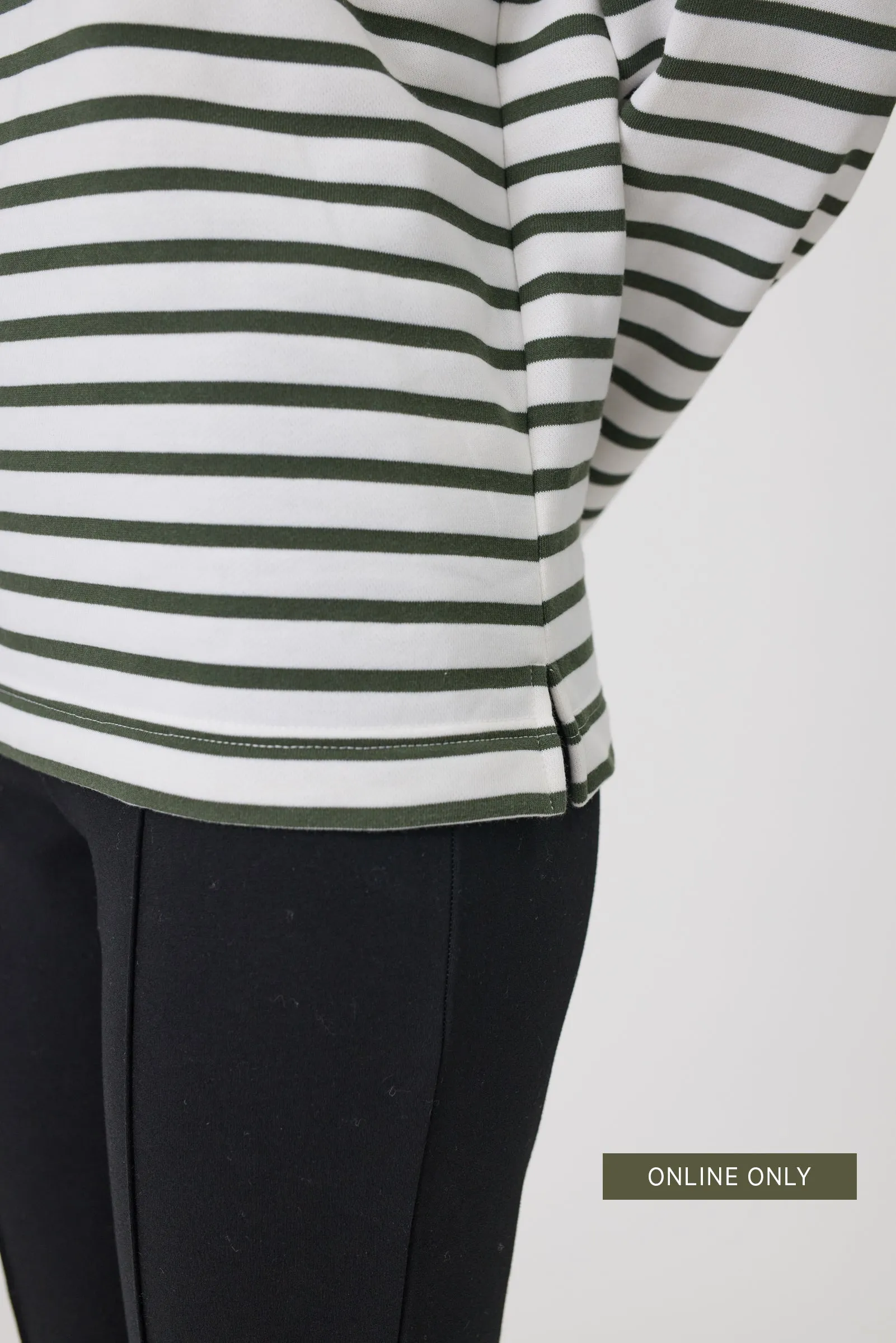 Daily L/S Sweat - Olive Stripe